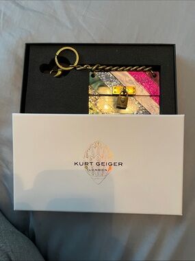 Kurt Geiger Pink, Silver, Gold, Green & Cream Glitter Padlock Keyring